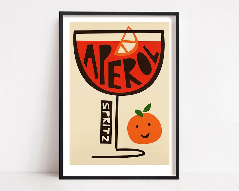 Spritz Cocktail Print, Kitchen Art, Kitchen Decor, Boozy Gift, Cocktail Art, Retro Poster, Mid Century Modern Art, Alcohol Gift image 1