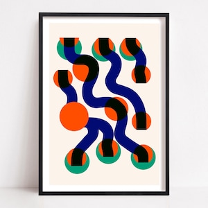Impressão de ondas de surfe, arte abstrata, pôster de parede para sala de estar, design de interiores, arte brilhante e ousada, parede de galeria colorida, presente de inauguração
