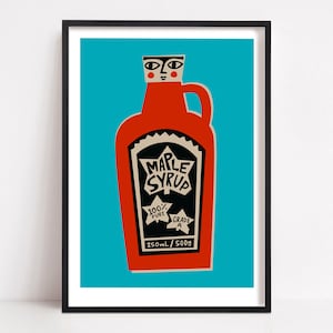 Ahornsirup Küchen Deko für die Küche - Retro Mid-Century Food Poster, Vintage Glas Wandkunst, gewagtes Frühstücksdekor für Pfannkuchenliebhaber
