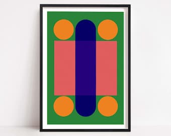 Geometric Abstract Art: Modern Home Decor - Large Green Unique Print