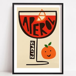 Stampa Cocktail Spritz, Decorazione Cucina, Poster Arte Retro Mid Century