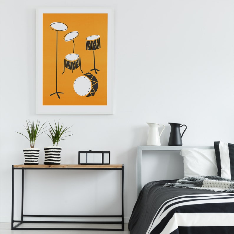 Drums Print Music Art Mid Century Modern Gift for Dad Etsy UK