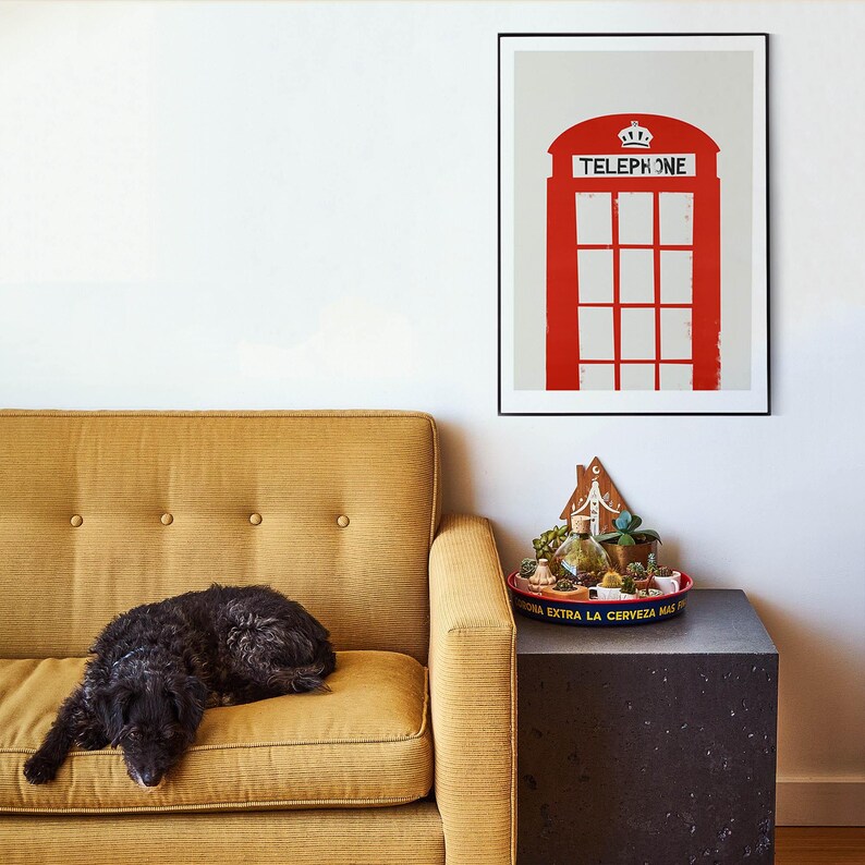 London Red Telephone Box Print: Mid Century Themed Travel Art image 6