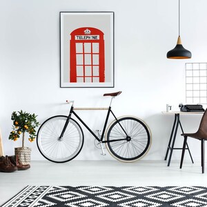 London Red Telephone Box Print: Mid Century Themed Travel Art image 8