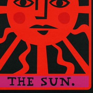 The Sun Tarot Poster, Art Deco Tarot Card Print, Celestial Tarot Deck Art, Vintage Sun Decor for Living Room image 6