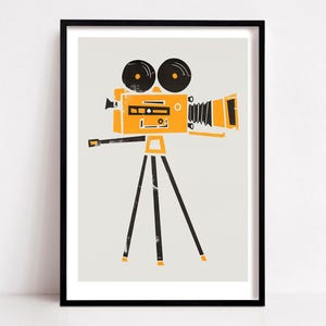 Cine Camera Print: Vintage Camera Film Buff Poster