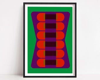 Mid Century Modern Art: Contemporary Geometric Wall Decor - Green Abstract