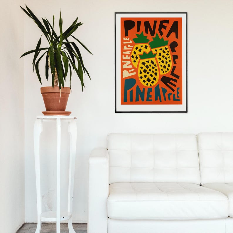 Pineapple Print: Orange and Yellow Fruit Kitchen Decor image 5