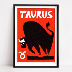 Poster di astrologia del Toro, arte del segno zodiacale, decorazione celeste, poster delle costellazioni, diverse dimensioni disponibili, stile di metà secolo, regalo per il Toro