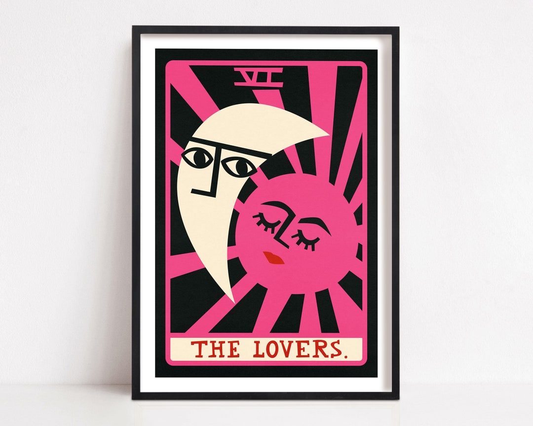 The Lovers Tarot Poster Sun and Moon Poster Vintage Tarot Etsy