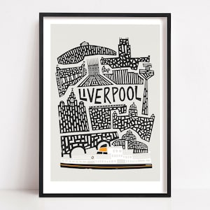 Pôster de viagem Liverpool City Print: Meados do Século XX - Decoração para Corredor