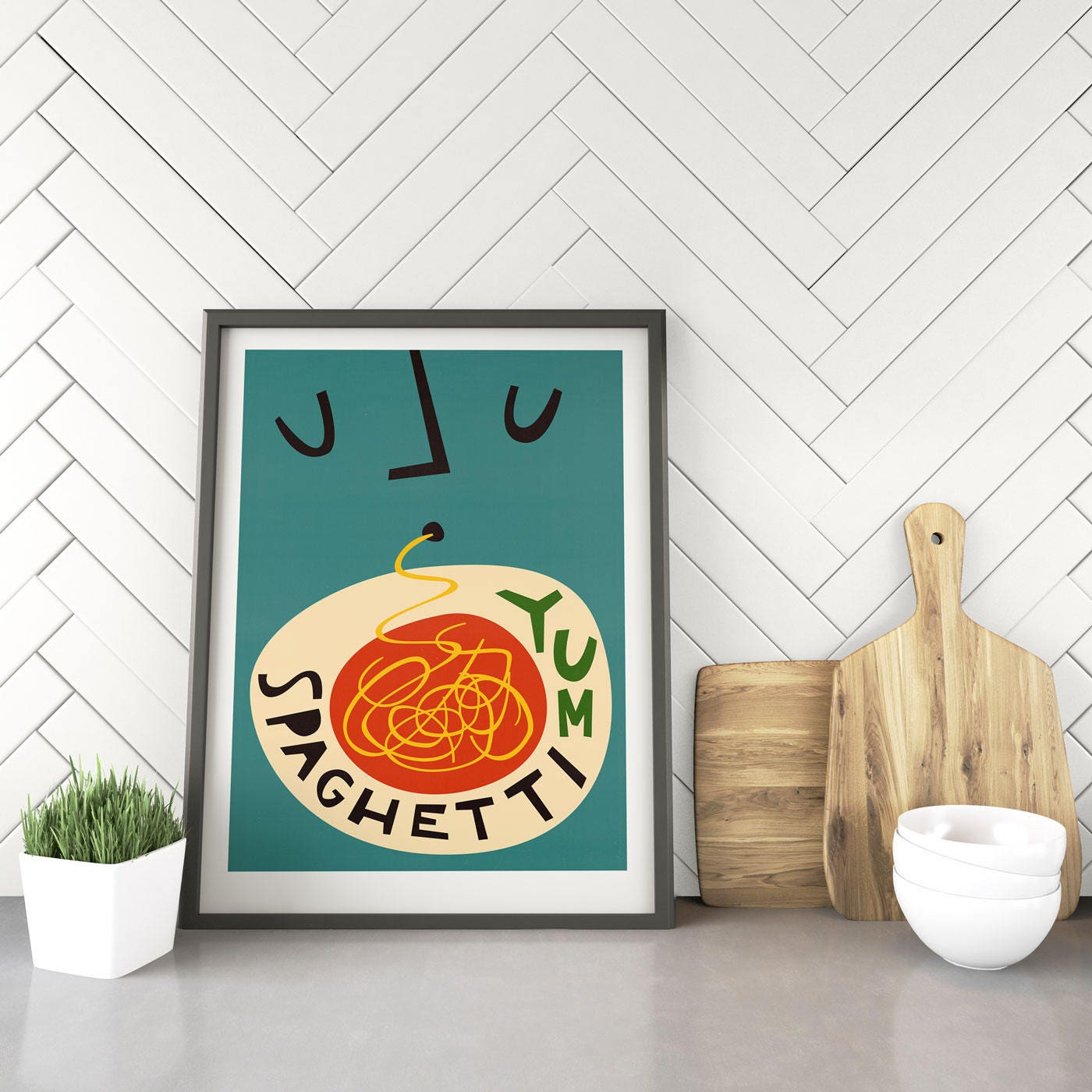 Prints Art & Collectibles Italian cuisine art Pasta Carbonara Poster Kitchen wall art Food print