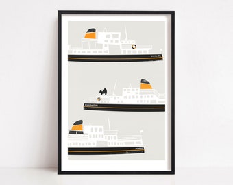 Liverpool Ferry Print, Boat Print, Liverpool Memorabilia, Nautical Wall Art, Mid Century Modern, Gift For Dad, River Mersey