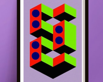 Geometric Shapes Abstract Print - Oversized Wall Art For Maximalist Home