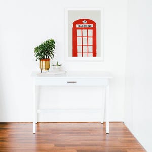 London Red Telephone Box Print: Mid Century Themed Travel Art image 2