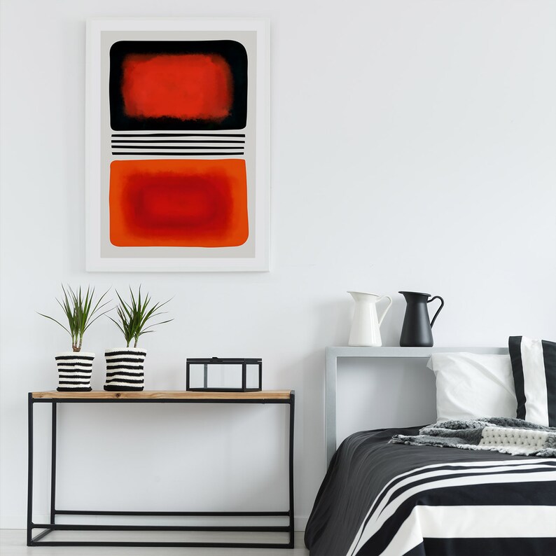 Abstract Wall Art, Red Orange and Black Color Field Art, Multiple sizes from Small to Oversized, Art for Hallway, Gallery Wall or Office image 6