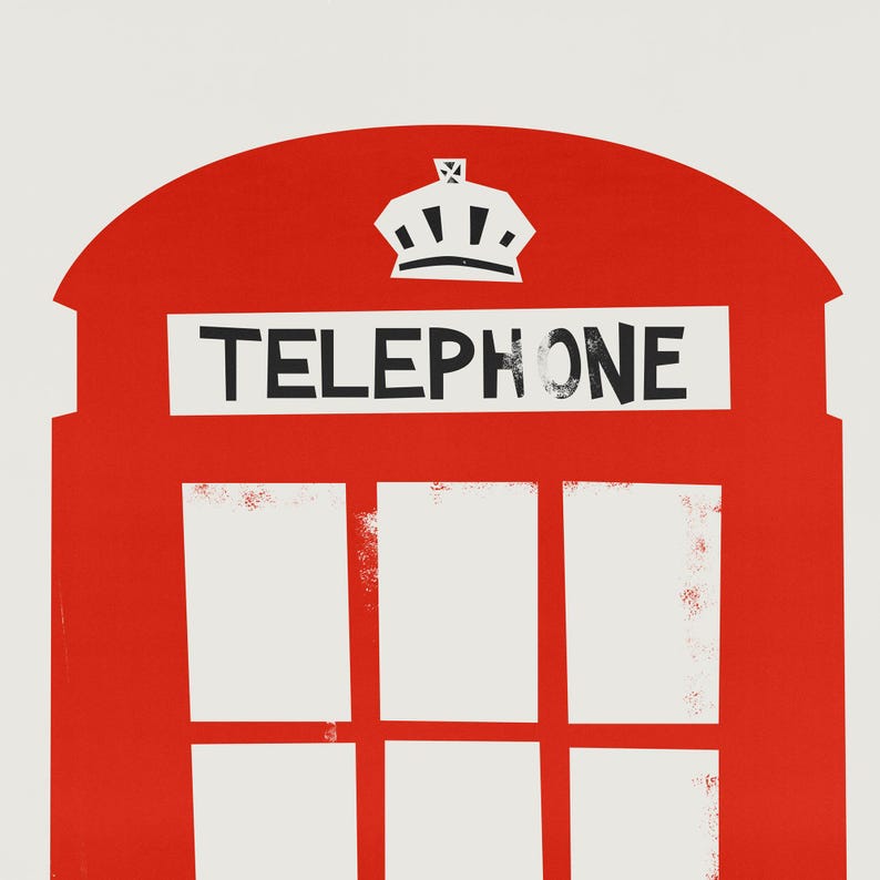London Red Telephone Box Print: Mid Century Themed Travel Art image 3