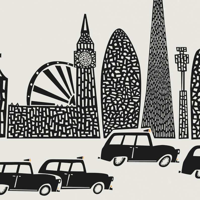 Lámina panorámica del horizonte de Londres: recuerdos panorámicos de mediados de siglo imagen 9