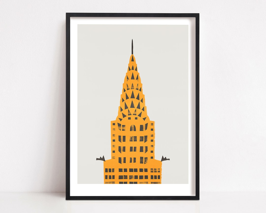 New Chrysler Poster, Travel NYC Landmarks York Kids Retro - Room Themed New York for Decor Style Print, Art or Etsy Building Nursery,