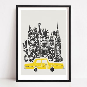 New York Print: Retro City Travel Wall Art