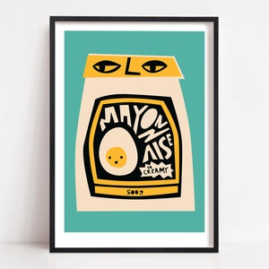 Mayonaiseprint, keukenmuurkunst, leuke mayonaiseprint, cadeau foodliefhebber, culinair decor