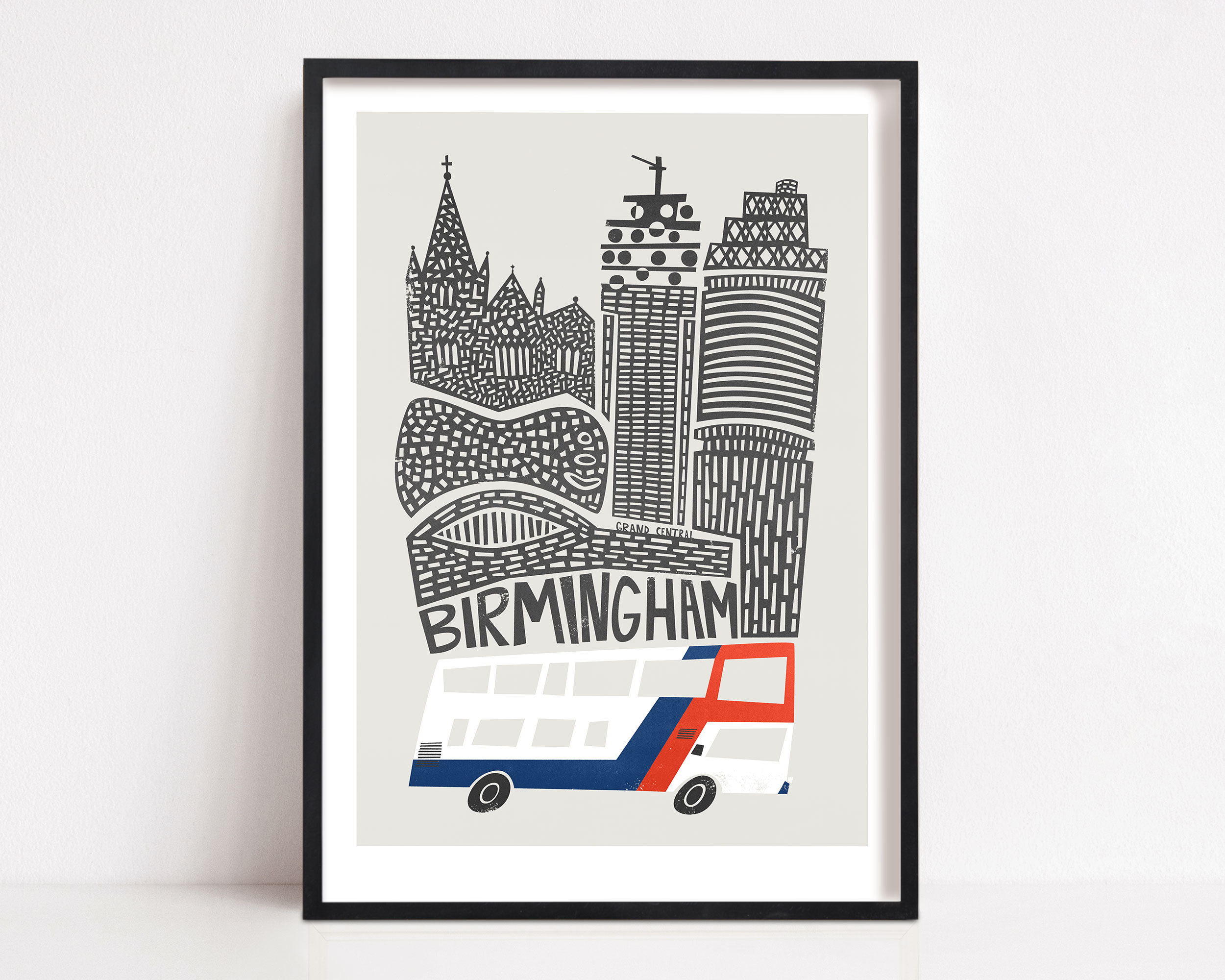 Birmingham UK City Print Travel Art Retro Design image