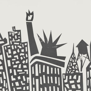 New York Poster, Retro Travel City Wall Art, New York Print, Mid Century Modern, Husband Wife Wedding Gift, Statue of Liberty, NYC Skyline image 7