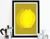 Lemon Kitchen Art, Kitchen Print Poster, Citrus Fruit, Fruit Print, Sunshine Yellow, Housewarming Gift, Lemon Decor, Mothers Day Gift