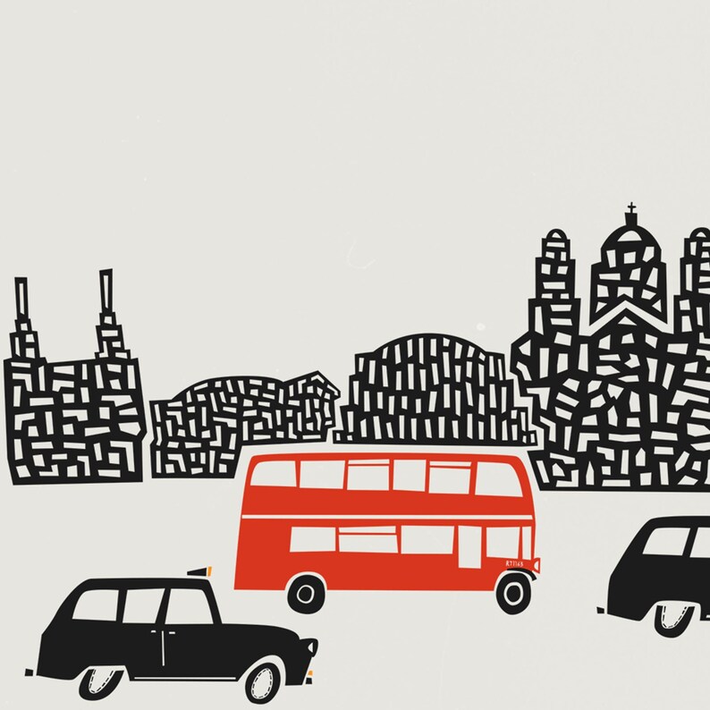 Lámina panorámica del horizonte de Londres: recuerdos panorámicos de mediados de siglo imagen 7