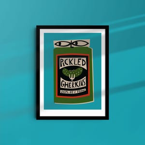 Gherkins - Regalo artistico per amanti del cibo, idee per chef, regalo per papà, decorazioni per la cucina originali, stampa murale culinaria, regalo unico per buongustai