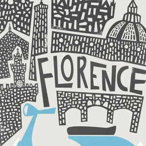 Florence Cityscape Print, City Skyline, Travel Art, Retro Scooter, Living Room Decor, Tuscany Italy, Europe, Firenze, Architecture Art image 2