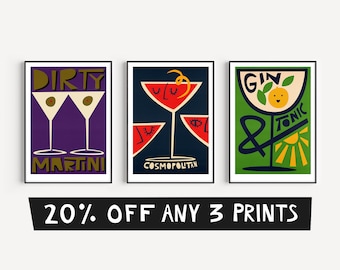 Cocktail Art Prints: Mix & Match Gallery Wall Set