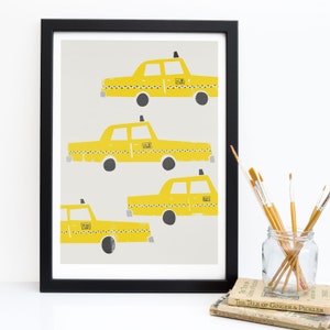 New York Taxi Poster, Yellow Cab Print for New York Themed Nursery, NYC Decor, Cute Transportation Prints for Baby Room, Artwork for Kids image 9