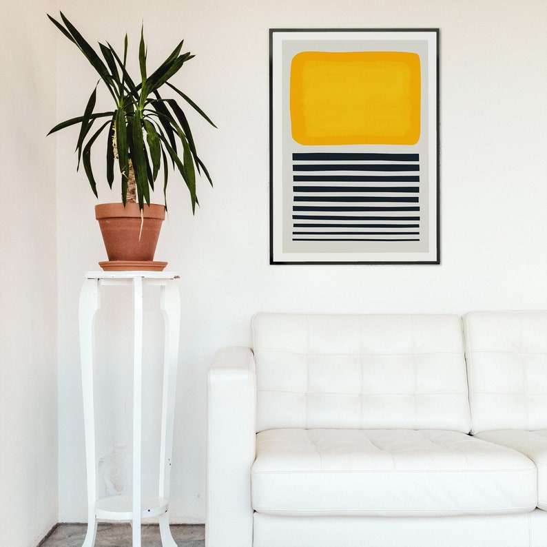 Yellow Abstract Print Abstract Sunrise Art Abstract Shapes Etsy