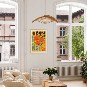 Orange Wall Art: Fruit Print for Kitchen, Retro Colourful Poster, Bright Breakfast Artwork image 2