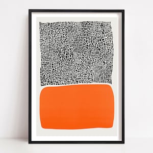 Mid Century Modern Cityscape Art Print: Abstract Sunset Wall Decor