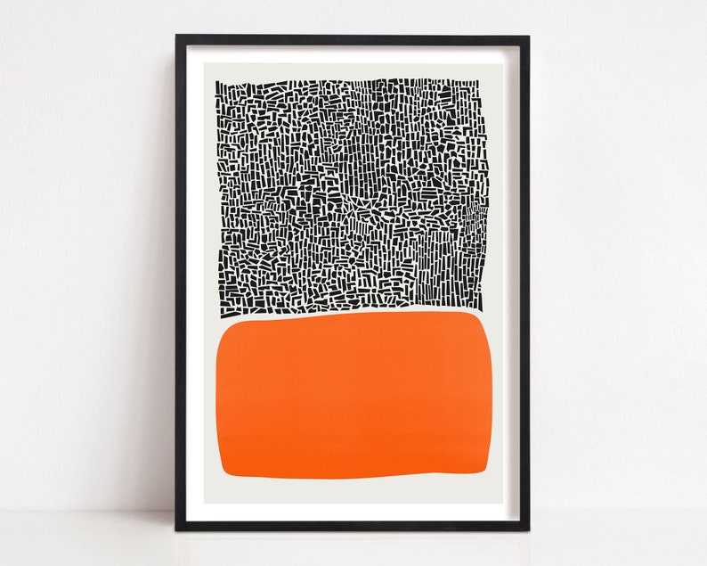 Abstract Print Modern Art: Large Orange Living Room Wall Print