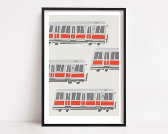 Boston Print, Transport Art, Retro Poster, Train Poster, USA City, Girlfriend Present, Housewarming Gift, Travel Print