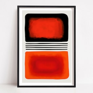 Abstract Wall Art, Red Orange and Black Color Field Art, Multiple sizes from Small to Oversized, Art for Hallway, Gallery Wall or Office image 1