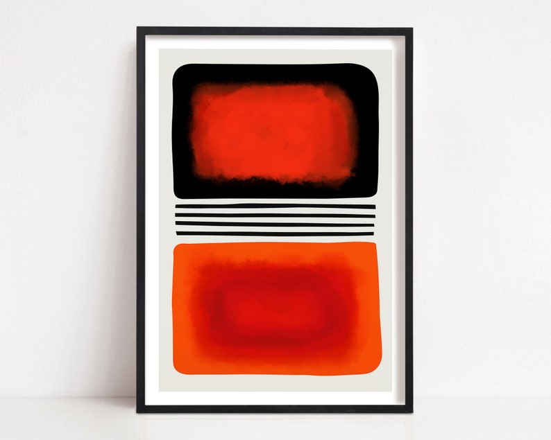 Abstract Wall Art, Red Orange and Black Color Field Art, Multiple sizes from Small to Oversized, Art for Hallway, Gallery Wall or Office image 1