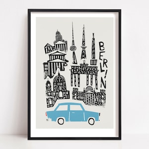 Berlin City Art, Cityscape Print, Traveller Gift, Dad Gift, European City Art, Germany Print, Capital City Wall Art, Car Art