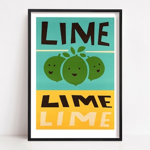 Stampa Lime, Poster da Cucina Retrò, Arte di Metà Secolo, Regalo per Chef, Opera d'Arte Fresca