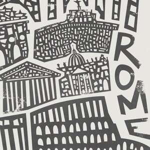 Rome Italy Wall Art, Rome Poster, Mid Century Travel Poster, Rome City Map Art image 9