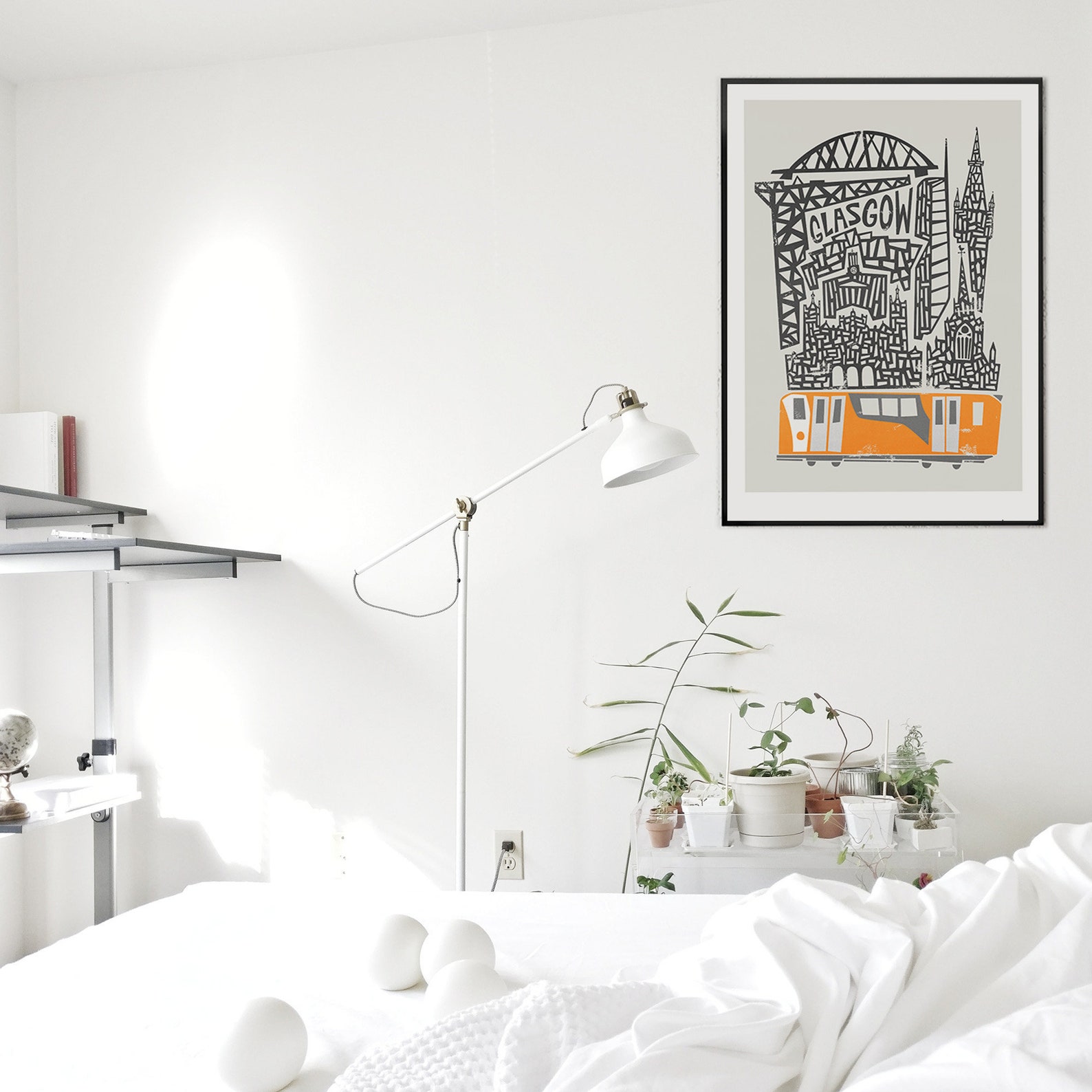 Glasgow City Print, Scotland, Travel Wall Art, Living Room Decor, Mid