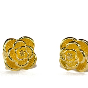 Rose Stud Earrings, 22k Gold Earrings, Gold Flower Studs, Gold Rose Studs, Everyday Earrings, Minimalist Gold Floral Earrings,