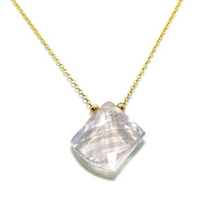Handmade 38 carat Rose quarts Pendant set in gold  one of a kind  Bohemian goddess healing crystal pendent, Moon goddess gemstone necklace.