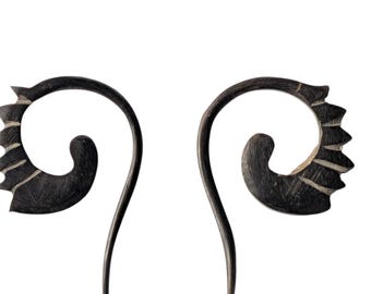 Tribal Wooden Ear Stretcher Gauges handmade earrings /Ear Expanders /Wood stretched ears / Ear lobes Organic Plugs