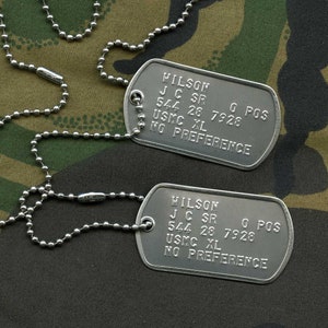 USMC Issue Military Dog Tag Set