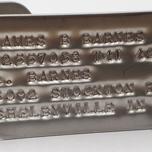 1941-1943 US Military dog tags with 'Bucky Barnes' inscription