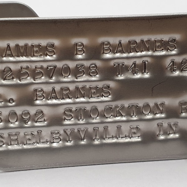 1941-1943 US Military dog tags with personalised text or 'Bucky Barnes' inscription
